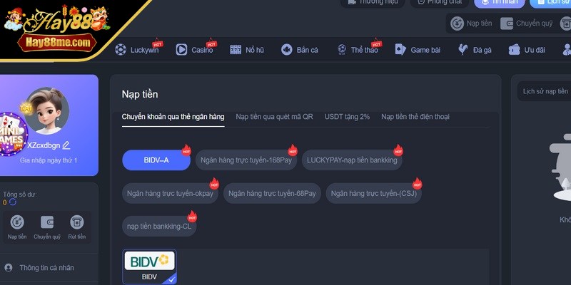 Nạp tiền Hay88 bước khởi đầu cho hành trình giải trí trọn vẹn